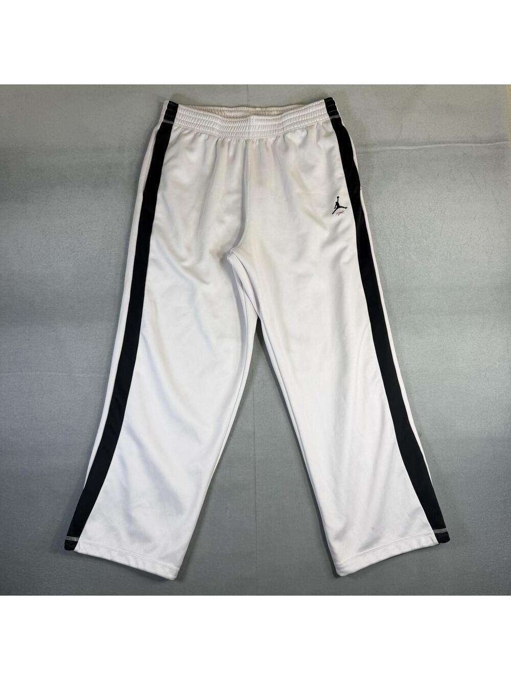 Air Jordan Flight Track Pants Mens Large White Baggy Warm Up Knit Sweatpants Y2K
